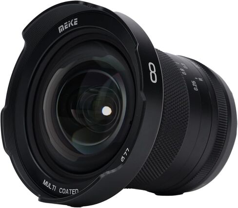 عدسة Meike 8 مم F2.8 ذات زاوية واسعة جدًا للتركيز اليدوي بدون تشويه متوافقة مع كاميرات باناسونيك أوليمبوس MFT M43 بدون مرآة GH1 GH2 GH3 GH4 GH5 GH6 GH7 in Kuwait