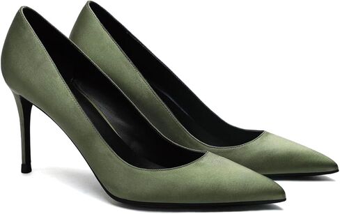MOOMMO Women Classic High Heels Pumps Shoes Pointed Toe Slip On Satin Heels Stiletto Dress Shoes Pointy Closed Toe 3" Kitten Heel Sandals Office Ladies Bridal Wedding Party Formal Basic 4-13 M US in Kuwait