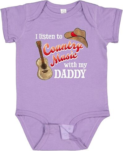 inktastic I Listen To Country Music with My Daddy Guitar and Hat Baby Bodysuit in Kuwait