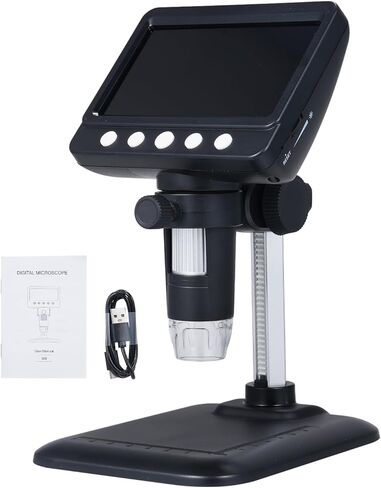 Fafeicy 4.3inch IPS Digital Microscope, ABS Material, 1000x Magnification, 2MP Resolution for PCB Inspection, Collecting, Biology Studies (369) in Kuwait
