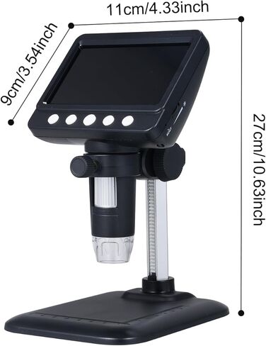 Fafeicy 4.3inch IPS Digital Microscope, ABS Material, 1000x Magnification, 2MP Resolution for PCB Inspection, Collecting, Biology Studies (369) in Kuwait
