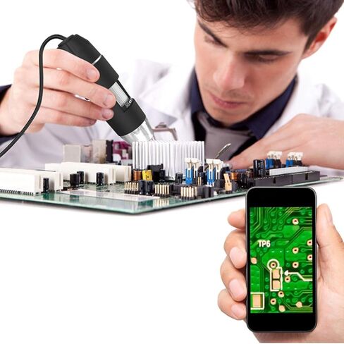 مجهر رقمي USB، 300.000 بكسل USB HD 1000X PCB محمول للجيب مع 8 مصابيح LED وحامل مجهر in Kuwait
