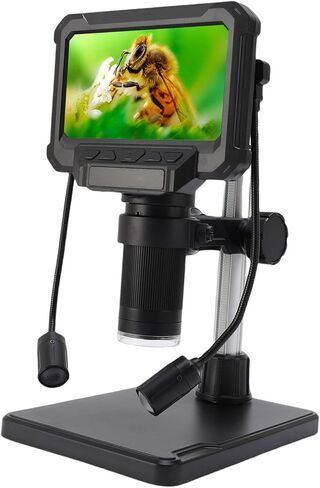 مجهر رقمي LCD مقاس 4.3 بوصة، عرض للكمبيوتر الشخصي، كاميرا مجهر بدقة 1 ميجابكسل 1080 بكسل 4X مع 8 مصابيح LED قابلة للتعديل لإصلاح الإلكترونيات واللحام والفحص in Kuwait