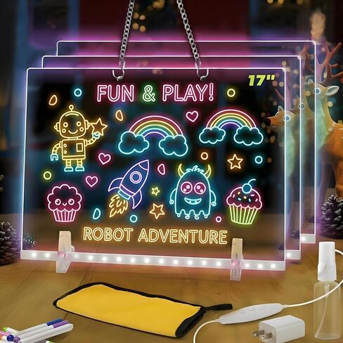 16" Led Drawing Board with 7 Colors,Light Up Cosmody Drawing Board,Glowing Acrylic Dry Erase Board with Light,Portable Doodle Glow LED Note Board, Birthdays, and Classroom Rewards (1PCS) in Saudi Arabia