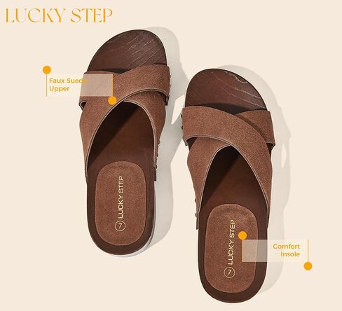 LUCKY STEP Women's Slide Sandals - Wooden Slip On Summer Sandal - Studded Open Toe Casual Retro Slippers in Saudi Arabia