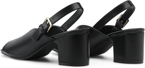 Women's Block Heel Sandals, 2.5 Inch Square Peep Toe V-Cut Slingback Dress Heels for Wedding Party Work Daily in Saudi Arabia