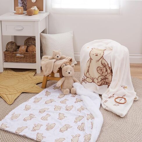 NoJo Disney Classic Winnie The Pooh Milestone Baby Blanket, Ivory and Taupe, 40 x 50 Inch, Monthly Photo Prop with Character Design (Officially Licensed Product) in Kuwait
