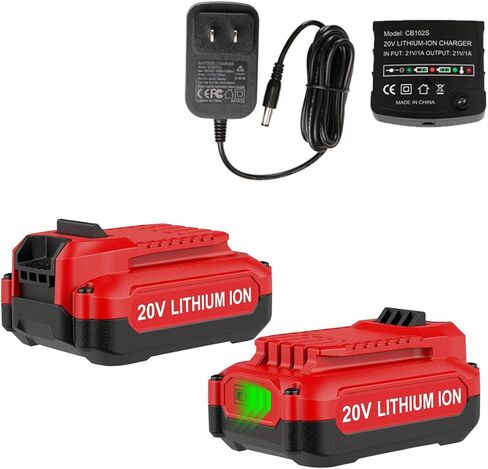 AYTXTG 2Pack 3.0Ah 20V Lithium Battery Replacement Craftsman 20V Battery CMCB202 CMCB202-2 CMCB204 CMCB204-2 Craftsman V20 Battery + CMCB104 V20 Battery Portable Charger in Kuwait