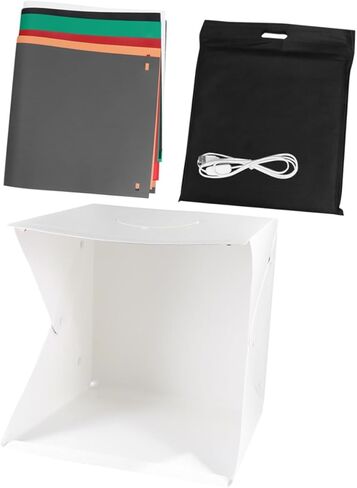 TEHAUX 40cm Portable Folding Photography Light Box with Adjustable LED Brightness, Dual Light Bars and 6 Colored Backdrops for Product Photo Studio and Mini Shooting Tent in Kuwait