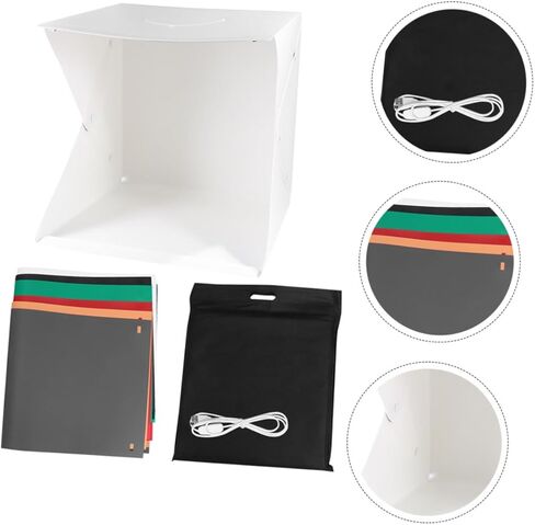 TEHAUX 40cm Portable Folding Photography Light Box with Adjustable LED Brightness, Dual Light Bars and 6 Colored Backdrops for Product Photo Studio and Mini Shooting Tent in Kuwait