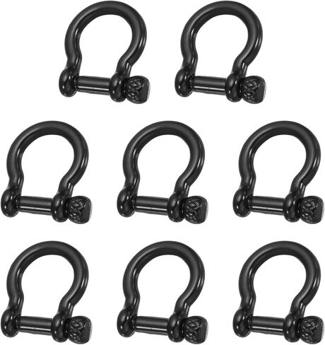 MECCANIXITY Screw in Shackle, 10mm Zinc Alloy D-Ring Anchor Shackle U Type Screw Joint Connect for Keychain Key Fob Bracelet Leather DIY Crafts,Pack of 8, Black in Saudi Arabia