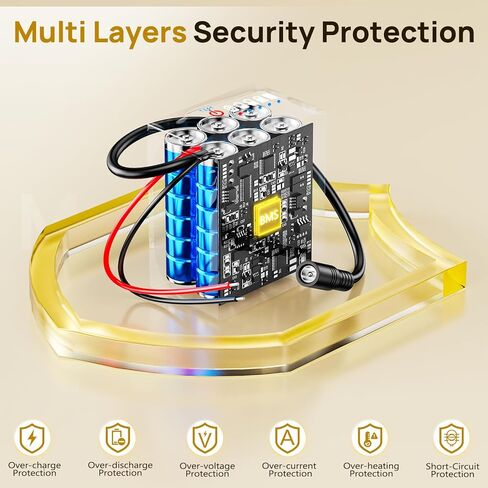 بطارية ليثيوم 12 فولت 6 أمبير في الساعة مع مؤشر بطارية LED، بطارية قابلة لإعادة الشحن 12 فولت مع شاحن 12.6 فولت 1 أمبير، أسلاك مكشوفة وموصل كابل للمشاريع التي تصنعها بنفسك، صندوق البوم، شريط إضاءة LED والمزيد in Kuwait