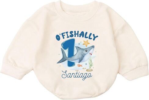 Custom O'FISHALLY 1st Birthday Boy Sweatshirt, Personalized Shark Ocean Theme Outfit with Name, Cute in Saudi Arabia