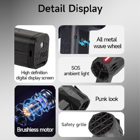 Jet Dry Blower 1500g Thrust 64mm Metal Channel High Speed Brushless Motor Stepless Speed Adjustment Portable Violent Turbo Fan with SOS Ambient Light in Kuwait