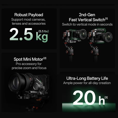 hohem iSteady MT3 Pro Kit Gimbal Stabilizer for Camera, 3-Axis Gimbal for Cameras, Smartphone, Action Cameras, 1.4" Touchscreen Remote, CCT & RGB Fill Light, Payload 2.5KG/5.5lbs, AI Tracking in Kuwait