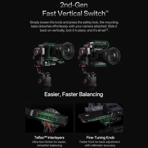hohem iSteady MT3 Pro Kit Gimbal Stabilizer for Camera, 3-Axis Gimbal for Cameras, Smartphone, Action Cameras, 1.4" Touchscreen Remote, CCT & RGB Fill Light, Payload 2.5KG/5.5lbs, AI Tracking in Kuwait