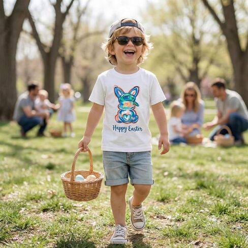Easter Shirts for Toddler Boys Brushstroke Bunny Graphic T-Shirt Baby Happy Easter Tees Outfits Short Sleeve Tops in Kuwait