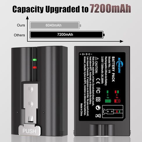 KUNLUN 2-Pack 7200mAh Replacement Battery with Charger Station for Ring Video Doorbell Camera 2/3/3 Plus/4, Spotlight Cam, Stick Up Cam,Rechargeable Upgraded Batteries 3.65V in Kuwait