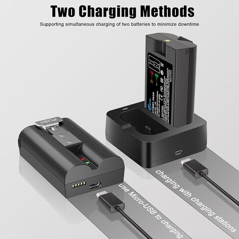 KUNLUN 2-Pack 7200mAh Replacement Battery with Charger Station for Ring Video Doorbell Camera 2/3/3 Plus/4, Spotlight Cam, Stick Up Cam,Rechargeable Upgraded Batteries 3.65V in Kuwait