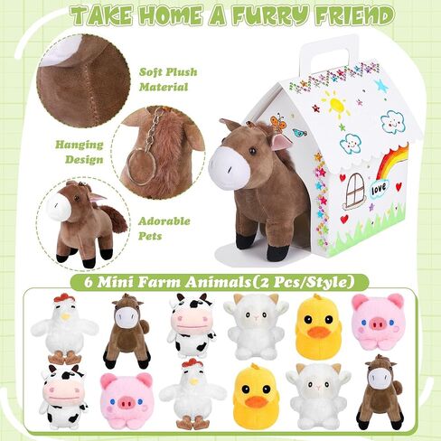 31 Pieces Adopt a Puppy Party Favors 12 Mini Plush Pet Stuffed Dogs with Keychain Include Adopt a Puppy Sign DIY White Dog House Paint Brushes Stickers for Birthday DIY Craft Party Gifts in Saudi Arabia