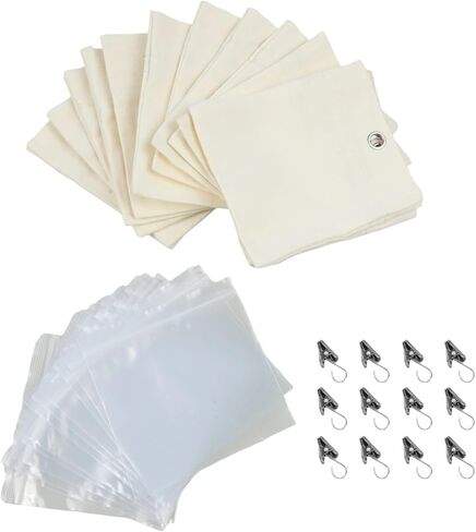 12-Pack Outdoor Curtain Weights Canvas Sandbags with 12 Metal Clips 12 PE Bags, Holds 15oz for Curtains Tablecloths Flags in Kuwait