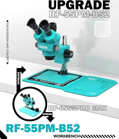 نظام مقاوم للغبار مجهر ثلاثي العينيات ستيريو 6.5-55X مجال كبير 4K HDMI USB كاميرا الهاتف إصلاح PCB (مجموعة RF-55PM-B52-2K) in Kuwait