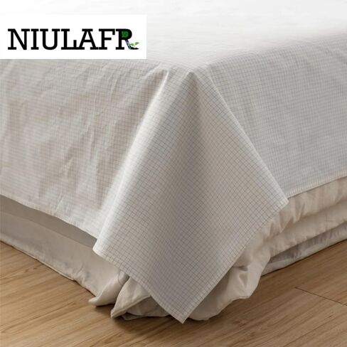 ملاءات أرضية من NIULAFR مقاس سرير لنوم أفضل - 90% قطن ممتاز + 10% ملاءة مسطحة من الألياف الفضية للسرير، وتخفيف التوتر (أبيض، سرير أطفال، 27 × 52 بوصة) in Kuwait