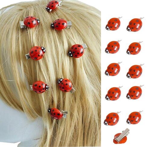 10pcs Funny Women Girls Ladybug Hair Clips Halloween Punk, Red,Decorative Mini Lady Bug Barrettes Hairpin Claw for Girl woman party or daily (red) in Saudi Arabia