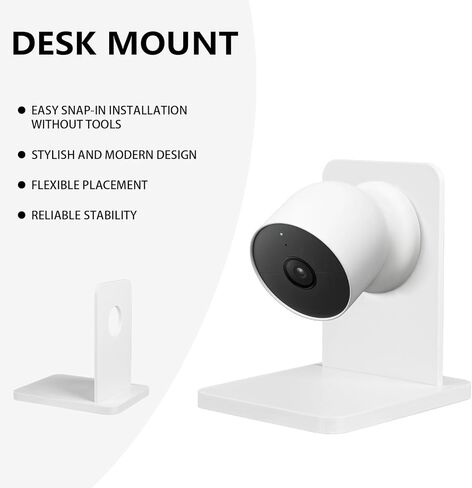 حامل للطاولة والرف للكاميرا في الداخل/الخارج، حامل مكتبي متوافق مع بطارية Google Nest Cam، تصميم بمشبك من قطعتين لوضع سطح مستوٍ ثابت in Kuwait