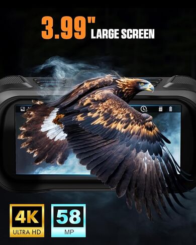 مناظير رؤية ليلية CIGMAN 4K، شاشة عالية الدقة مقاس 3.99 بوصة، صور ليلية بدقة 58 ميجابكسل، بطارية 5000 مللي أمبير في الساعة، مقاومة للماء IP65، تكبير 5X، بطاقة 32 جيجابايت متضمنة in Kuwait