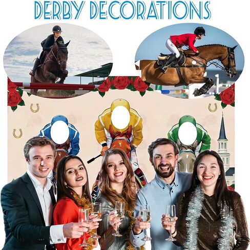 Derby Party Decorations 2026, Run for The Roses Banner Backdrop 70.8 X 43.3 Inch, Derby Photo Booth Backdrop for Horse Racing Theme Decor Adult Party Indoor Outdoor Wall, Derby Party Supplies in Kuwait