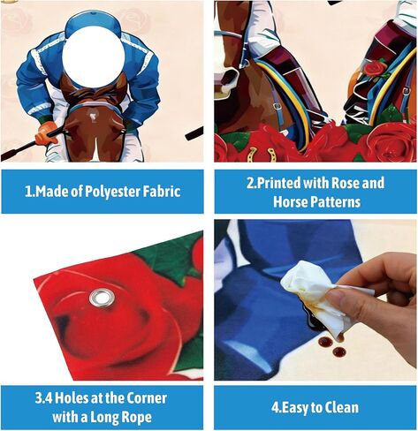 Derby Party Decorations 2026, Run for The Roses Banner Backdrop 70.8 X 43.3 Inch, Derby Photo Booth Backdrop for Horse Racing Theme Decor Adult Party Indoor Outdoor Wall, Derby Party Supplies in Kuwait