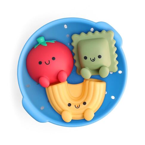 Itzy Ritzy Bath Squirter Toys – Set of 3 Textured, Pasta-Shaped Bath Toys & 1 Sprinkle Strainer – Itzy Splash Pals Promote Sensory Play, Cause & Effect, & Motor Skill Development – 6 Mos & Up (Pasta) in Saudi Arabia