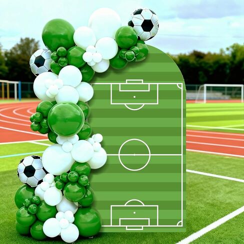 VitalCozy 7.2ft Soccer Field Birthday Party Arch Backdrop Cover Soccer Photography Backdrops Spandex Fitted Arch Stand Covers for Rugby Balloons Birthday Parties in Saudi Arabia
