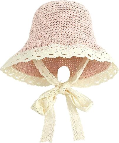 Baby Girl Straw Hat Outdoor Baby Sun Protection Hats Summer Bowknot Beach Cap for Infant Toddler Girls in Kuwait