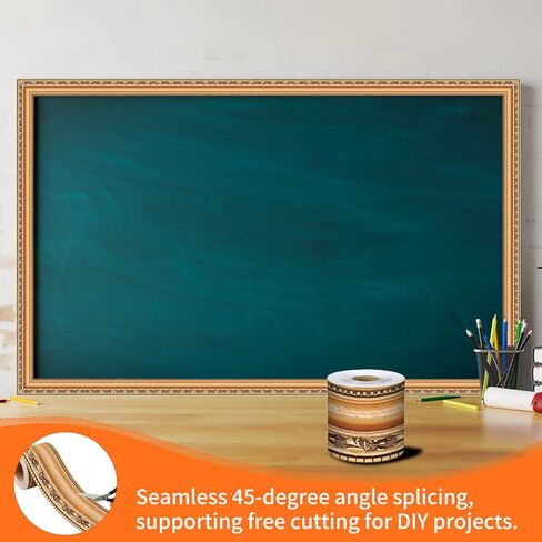 65.6FT Gold Bulletin Board Border Trim Roll, 3 Inch Wide Decorative Edge for Classroom Walls, Picture Frames, Posters, Doors, Windows & Office Decor, Classic Metallic Frame Molding Design-Ornate in Saudi Arabia