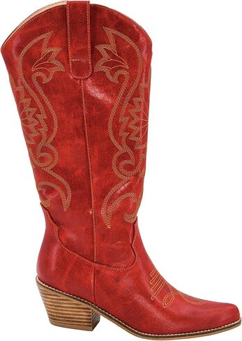 Corkys Footwear Hey Girl Womens Just In Case حذاء طويل - حذاء طويل مستوحى من الغرب مع سحاب جانبي، حلقات سحب، تفاصيل غرز، وكعب 2.5 بوصة in Kuwait
