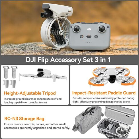 حزمة ملحقات DJI Flip، تتضمن حقيبة حمل قياسية لوحدة التحكم، وامتداد معدات الهبوط وواقيات المروحة لطائرة DJI Flip Drone، مجموعة الحماية الأساسية 3 في 1 in Kuwait