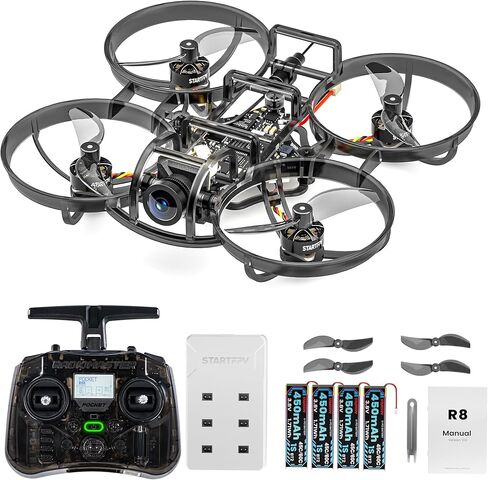 R8 ELRS FPV Whoop Drone RTF with Radiomaster Pocket Controller,4 Batteries,6In1 Charger,FOV160°,Matrix G4 5IN1 FC,0802 20000KV Brushless Motor-Ideal for FPV Freestyle Racing Training Indoor Outdoor in Kuwait