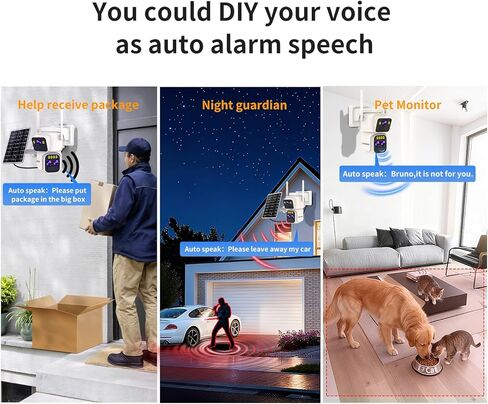 Triple-Lens Solar Security Cameras Wireless Outdoor, 360 PTZ Cameras for Home Security with 10x Hybrid Zoom, 5G/2.4G WiFi, No Month Fee, PIR Alarm, Full Color Night Vision, Two-Way Audio, IP65 in Kuwait