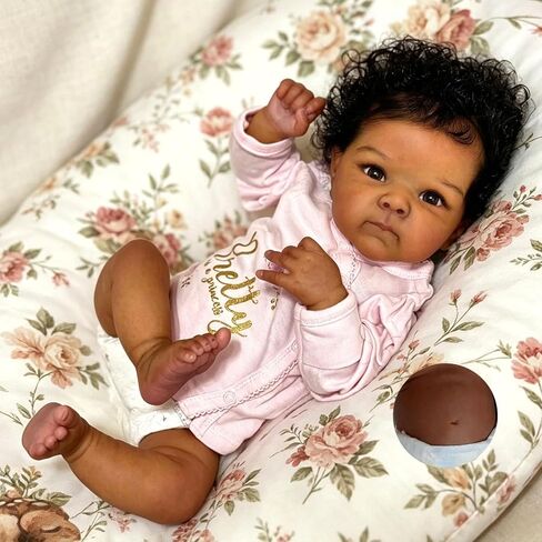 Anano Reborn Black Baby Dolls Silicone Full Body Washable 18 Inch Soft African American Baby Doll Lifelike Biracial Boy Brown Skin Realistic Newborn Babys Doll Curly Hair in Saudi Arabia