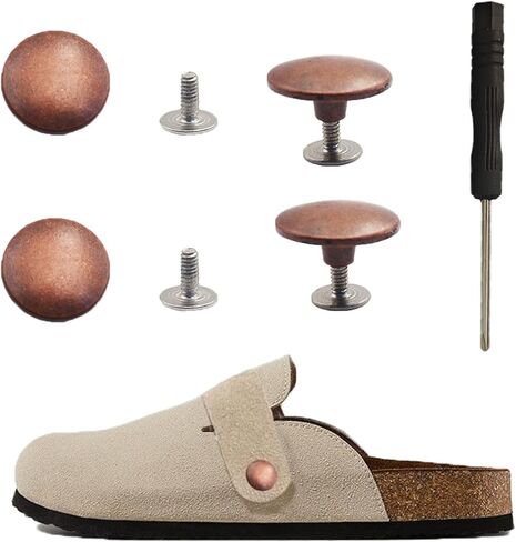Replacement Rivets Button for Suede Clogs Shoes, Replace Rivets for Suede Cork Clog Potato Shoes with Screw Driver, Easy Installation Compatible with Footbed Clogs Repair Parts in Kuwait