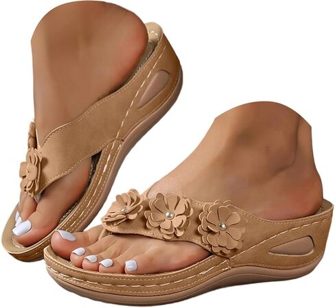 Orthopedic Sandals for Women 2026 Dressy Casual Summer Wedge Flip Flops Comfortable Beach Vacation Sandals in Kuwait