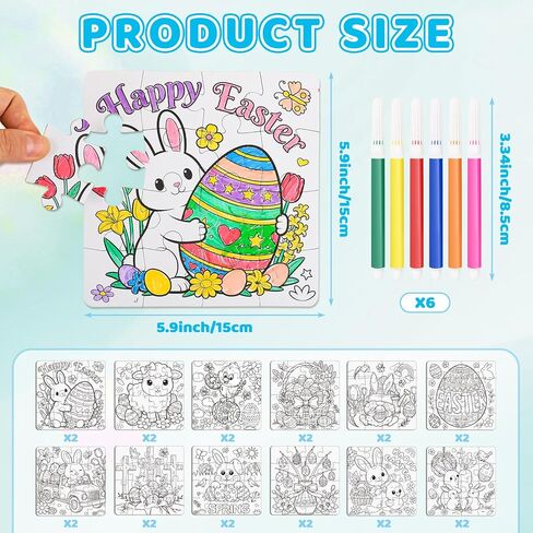 Zealor 24 Pack Color Your Own Valentine Puzzles for Kids, 5.91 Inch Valentines Day Puzzle for Class DIY Paper Crafts Party Favor Exchange Classroom Birthday Gifts Activities Educational Game in Saudi Arabia