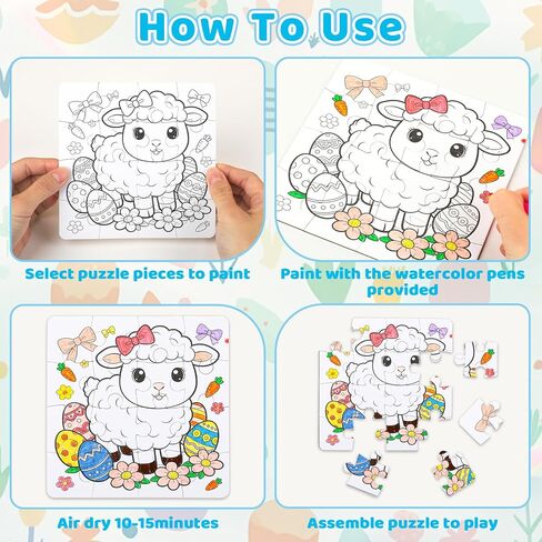 Zealor 24 Pack Color Your Own Valentine Puzzles for Kids, 5.91 Inch Valentines Day Puzzle for Class DIY Paper Crafts Party Favor Exchange Classroom Birthday Gifts Activities Educational Game in Saudi Arabia