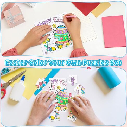 Zealor 24 Pack Color Your Own Valentine Puzzles for Kids, 5.91 Inch Valentines Day Puzzle for Class DIY Paper Crafts Party Favor Exchange Classroom Birthday Gifts Activities Educational Game in Saudi Arabia