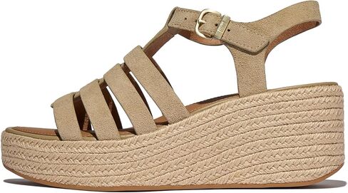 FitFlop Women's Platforms Espadrille Suede Fisherman Wedge Sandals | Ergonomic Slip-Resistant CushX Footwear w/Arch Support in Kuwait