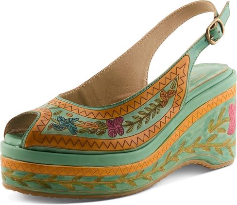 L'Artiste Artdevivre Women’s Wedge Sandal with Hand-painted Comfort Design in Kuwait