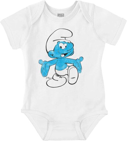 Brisco Brands Vintage Retro Smurf Cartoon Character Baby Romper Boys or Girls in Kuwait
