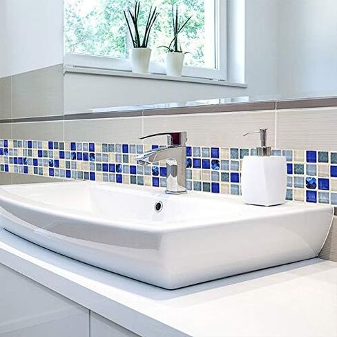 18pcs Mosaic Tile Transfer Stickers, Easy Peel and Stick, Reusable and Durable, for Kitchen and Bathroom (013) in Saudi Arabia